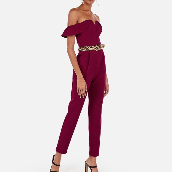 Express - Strapless Off-the-Shoulder Jumpsuit - Picture 1 of 3